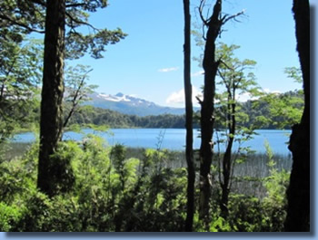 Mountainlake on the crossing the Andes on Horseback in Northern patagonia